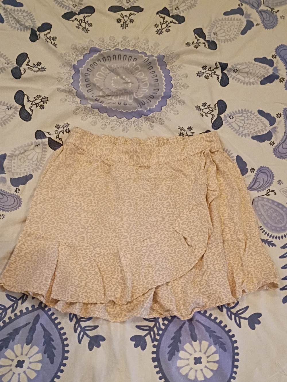 Sim & Sam Baby Pink Beige Print Mini Ruffle Skirt New S